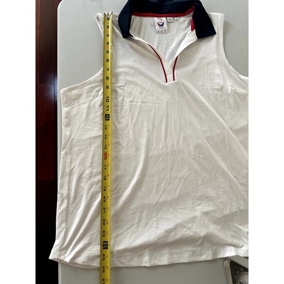 PUMA Volition V-Neck Tank Men’s XL White Blue Collar Red Accents - Picture 10 of 11